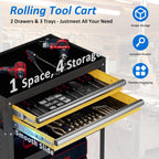 5 -Tier Heavy Duty Rolling Tool Cart on Wheels with 2 Lockable Drawers, Pegboard & Locking Wheels, 400Lbs Capacity Mobile Garage Storage Organizer for Mechanics, Workshop