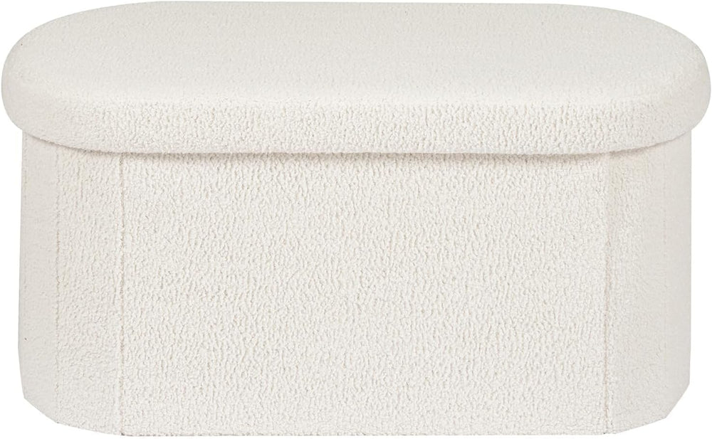 PINPLUS Storage Ottoman Bench Tufted Oval with Storage for Living Room Boulce...