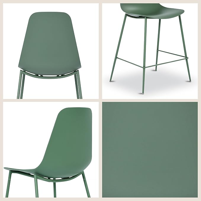 Poly & BARK Isla Bar Stools Set of 3 – Counter Height Bar Stool for Kitchen – Set of Counter Stools – Indoor/Outdoor Barstools – Modern Kitchen Bar Stools - Pistachio Green