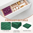 uxcell Stackable Jewelry Storage Tray, Jewelry Tray Drawer Organizer, Small Display Box for Earrings, Necklaces, Rings and Bracelets, Dark Green