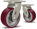 SY America 5" X 2" Casters Wheels,Heavy Duty Industrial Casters，Polyurethane on Aluminum Wheels,2 Swivel Casters,2200 LBS Load Capacity