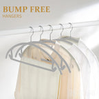 MIZGI Premium Plastic Hangers (Pack of 50) Heavyduty- Gray No Shoulder Bump Suit Hangers - Space Saving Clothes Hangers,Rounded Hanger for Coat,Sweater,Jackets,Pants