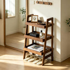 100% Solid Wood 3-Tier Ladder Shelf with Stable Frame for Saving Space | Compact Narrow Standing Ladder Shelves,Ladder Bookshelf with Anti-Slip Edges for Living Room Bedroom Couch