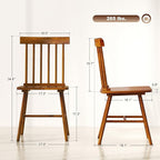 HOMCOM Windsor Dining Chairs Set of 2, Farmhouse Wooden Kitchen Chairs with Rubber Wood Frame and Spindle Backrest for Dining Room, Living Room, Light Brown