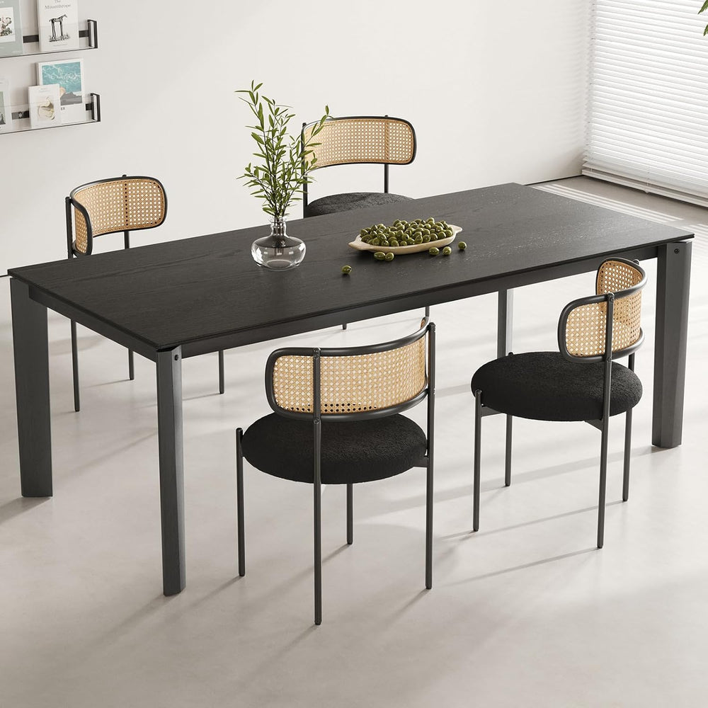 Farini Dining Chairs Set of 4,Mid-Century Modern Kitchen Chair Rattan Backres...