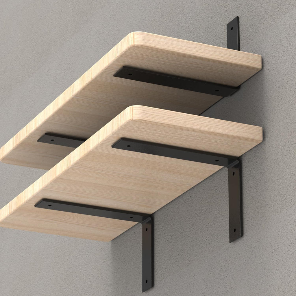 L Shelf Brackets10 inch, Black Heavy Duty Iron Shelf Brackets, Industrial Modern Floating Shelf Support for Wall Mount Shelves