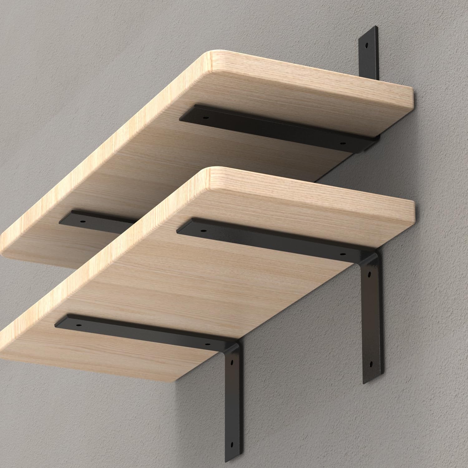 L Shelf Brackets10 inch, Black Heavy Duty Iron Shelf Brackets, Industrial Modern Floating Shelf Support for Wall Mount Shelves