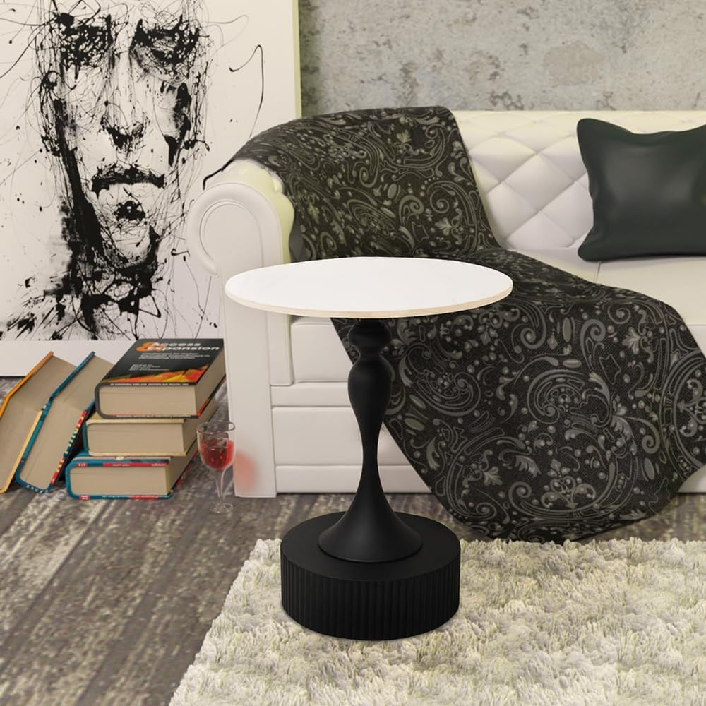 Side Table with Marble Top Metal End Table Modern Sofa Side End Table Coffee ...