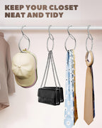 4 Pack Belt Hanger, Tie Hanger & Belt Organizer, Waterproof Belt Hanger for Closet, Ties, Scarves, Bags & Accessories, Keeps Closet Neat & Organized, Silver