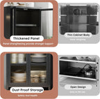6 Tier 63" Kitchen Appliance Storage,Appliance Cabinet,Bakers Rack with Doors with Transparent Flap Door Design Kitchen Storage Shelves,Microwave Stand for Dining Room Black