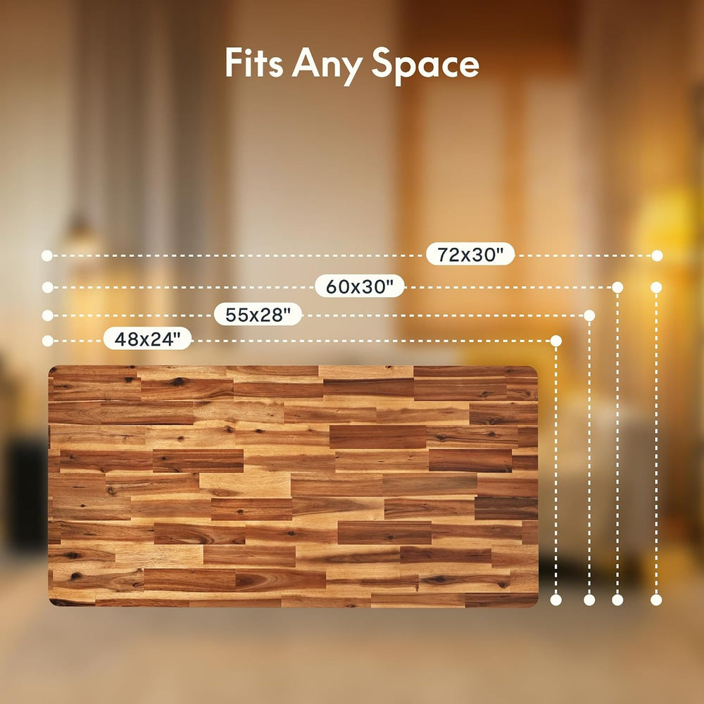 FLEXISPOT Acacia Solid Wood 60"x30" Butcher Block Desktop, Natural