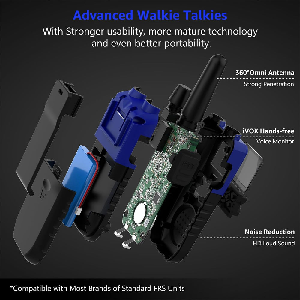 Topsung Walkie Talkies Long Range FRS IVOX NOAA 1800mAh ‌LiPo HD Loud Sound