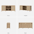 SICOTAS Rattan TV Stand for Living Room - 26" Tall TV Console Cabinet with Storage and Adjustable Shelf, Boho Entertainment Center, 59" Media Console for 50, 55, 65 Inch TV, Light Oak