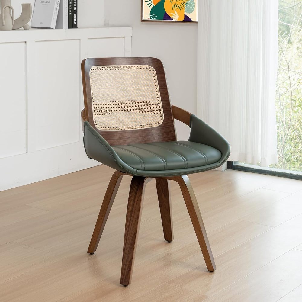 Set of 1 Swivel Rattan Dining Chair - Mid Century Modern Dining Chair with Be...