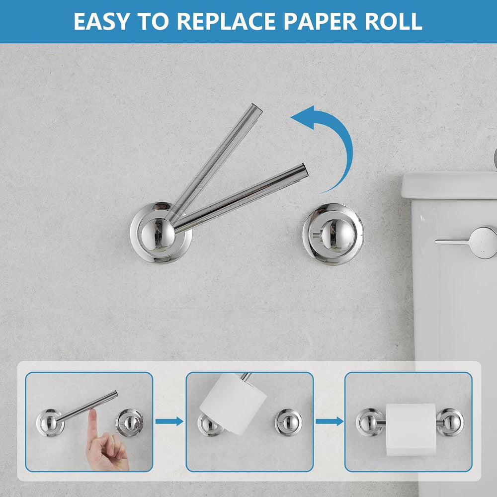 RUMOSE Pivoting Toilet Paper Holder and Hand Towel Ring, Polished Chrome