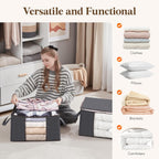 Lifewit 4 Pack Foldable Clothes Storage with Clear Window and Reinforced Handles for Clothing, Bedding, Gray