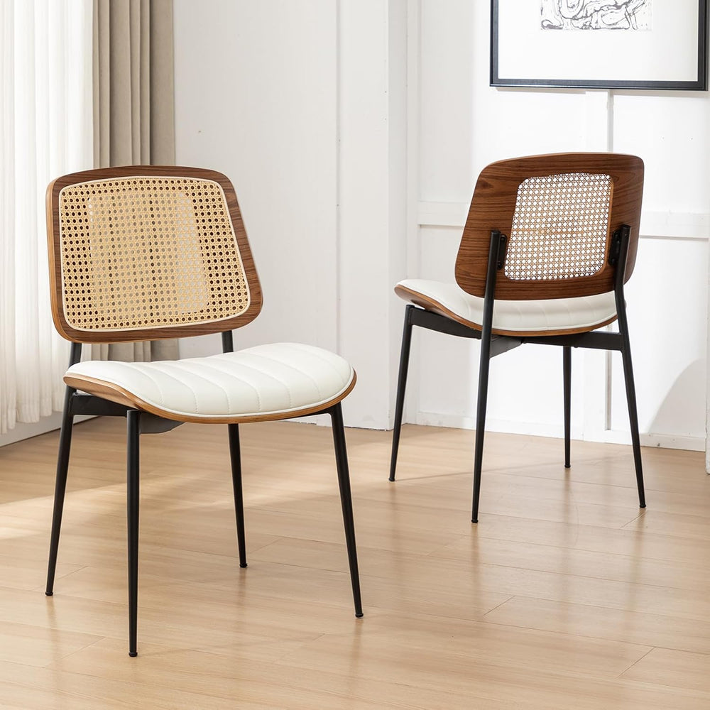 Rattan Dining Room Chairs Set of 2, Mid Century Modern Kitchen Ktichen Chairs...