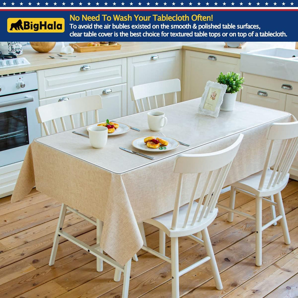 Wood Furniture Table Protector Clear Plastic Wipeable Tablecloth Eco Thick Pr...