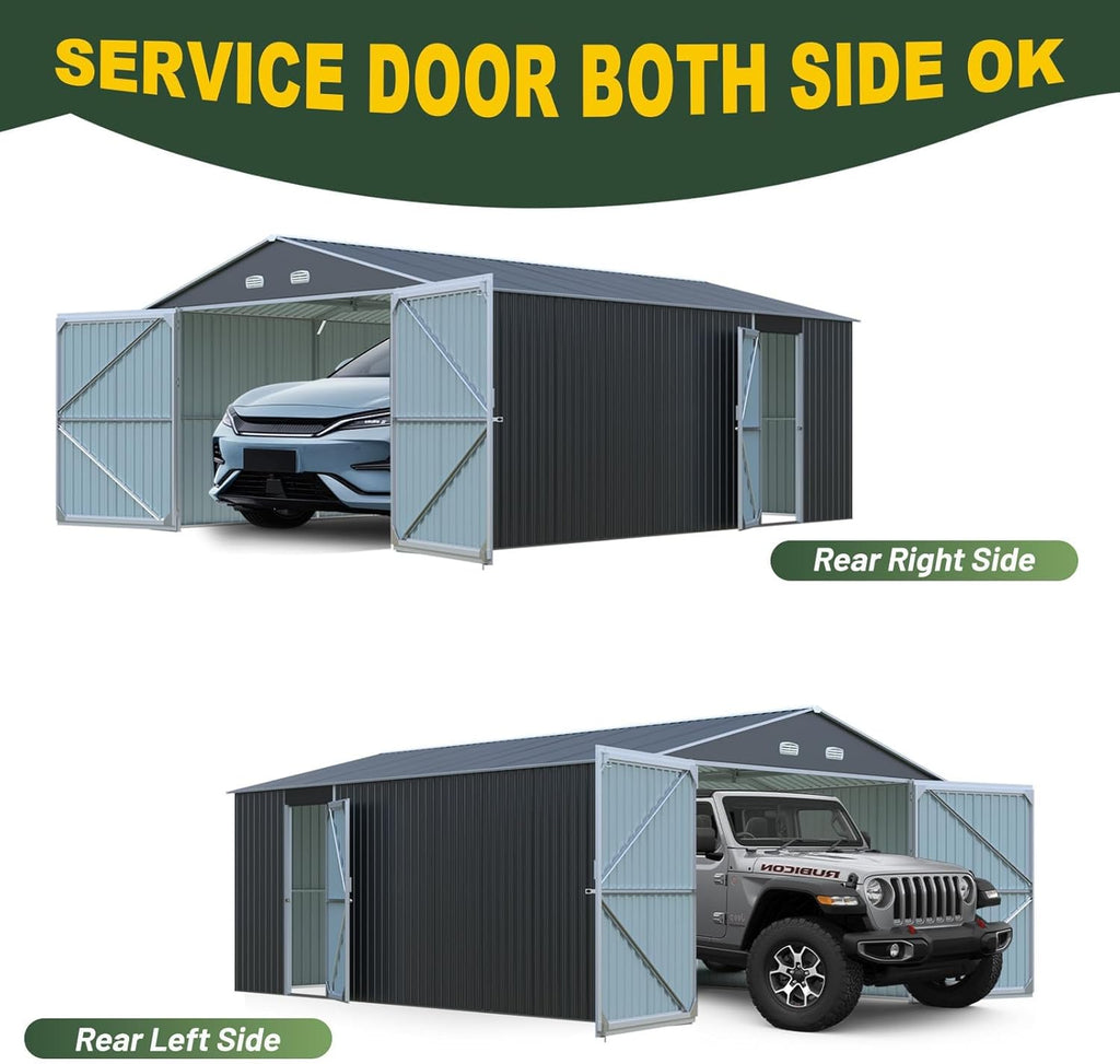 Outdoor Storage Shed 20x13 FT, Sheds & Outdoor Storage Clearance - Metal Garage Shed for Car, Truck, Bike, Garbage Can, Lawnmower - Backyard Tool House Building with 2 Doors and 4 Vents