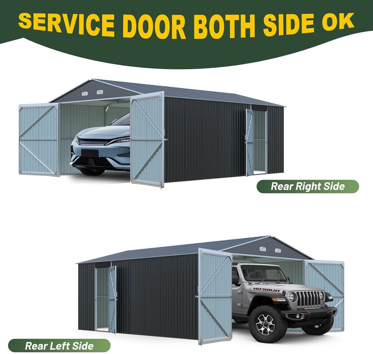 Outdoor Storage Shed 20x13 FT, Sheds & Outdoor Storage Clearance - Metal Garage Shed for Car, Truck, Bike, Garbage Can, Lawnmower - Backyard Tool House Building with 2 Doors and 4 Vents