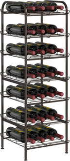 smusei Water Bottle Organizer 7 Tier Free Standing Vertical Metal Water Bottle Rack Shelf Adjustable Water Bottle Beverage Drink Stand Holder for Kitchen Pantry Food Storage, Bronze