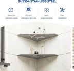 FerdY 2-Pack 10" Brushed Nickel Recessed Corner Shower Shelf, for Tiled Bathroom Walls, Floating Shower Shelf, 304 Stainless Steel Shower Caddy Storage Shelves, No Drilling Required, Irregular Diamond