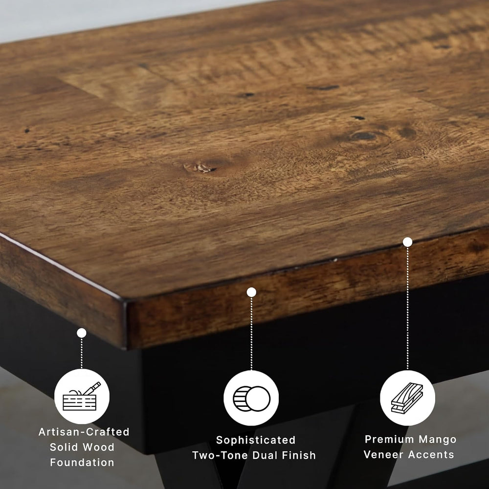 Signature Design by Ashley 1-Piece Wood Dining Bench, 48" 2-Tone Farmhou...