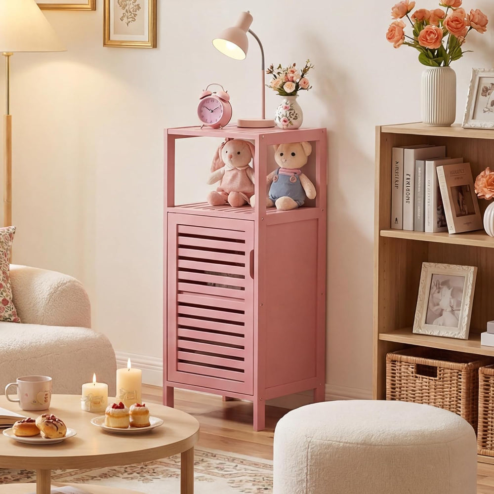 HITNET Small Bathroom Storage Cabinet, Bamboo Floor Cabinet Single Door, Free...