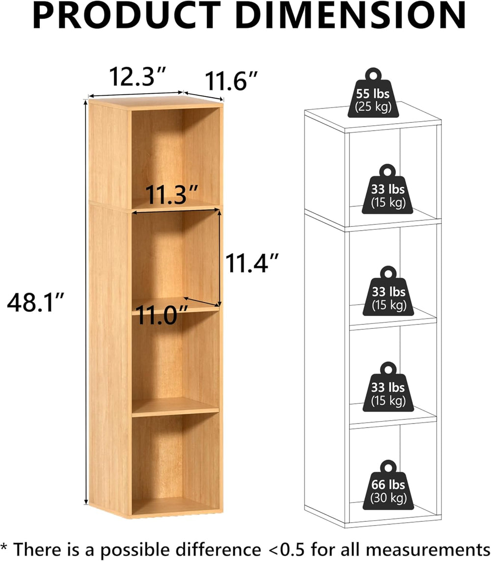 4 Cube Storage Organizer, 4 Tier Cube Bookcase Freestanding Storage Display O...