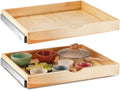 Menkxi 2 Set Pull out Tray Cabinet Organizer Wooden Pull Drawers storage Slide out Pantry Shelf for Base Cabinet Kitchen Gentle Close Fully Assembled Accessories(Wood Color,27'' X 21'' X 3")
