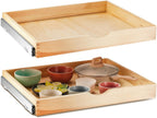 Menkxi 2 Set Pull out Tray Cabinet Organizer Wooden Pull Drawers storage Slide out Pantry Shelf for Base Cabinet Kitchen Gentle Close Fully Assembled Accessories(Wood Color,27'' X 21'' X 3")