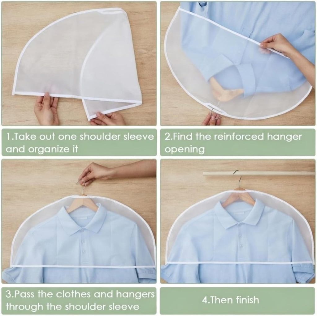 Patelai 8 Pcs Shoulder Covers for Hanging Clothes 24 x 12 Inches Plastic Hanger Garment Dust Covers Breathable Protectors for Closet Storage Suit, Coats, Jackets (Translucent)