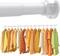 2 Pack Closet Rods for Hanging Clothes, 17-54 Inch No-Cut Stepless Adjustable Closet Rod, 1.3 Inch Heavy Duty Metal Closet Hanging Rod with Brackets, White Closet Bar for Closet, Laundry Room, RV