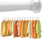 2 Pack Closet Rods for Hanging Clothes, 17-54 Inch No-Cut Stepless Adjustable Closet Rod, 1.3 Inch Heavy Duty Metal Closet Hanging Rod with Brackets, White Closet Bar for Closet, Laundry Room, RV