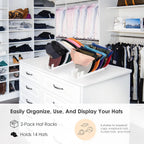 OAPRIRE Hat Stand for Baseball Caps Display and Organizer, No Install Acrylic Hat Organizer 2 Pack Holds 14 Baseball Caps for Closet, Bedroom, Dresser (White)