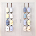 SWTYMIKI Over Door Hat Organizer - 4 Packs Metal Hanging Hat Rack with 16 Hooks Design, Baseball Cap Hanger Organizer Storage Holds up to 80 Caps for Door, Bedroom, Closet