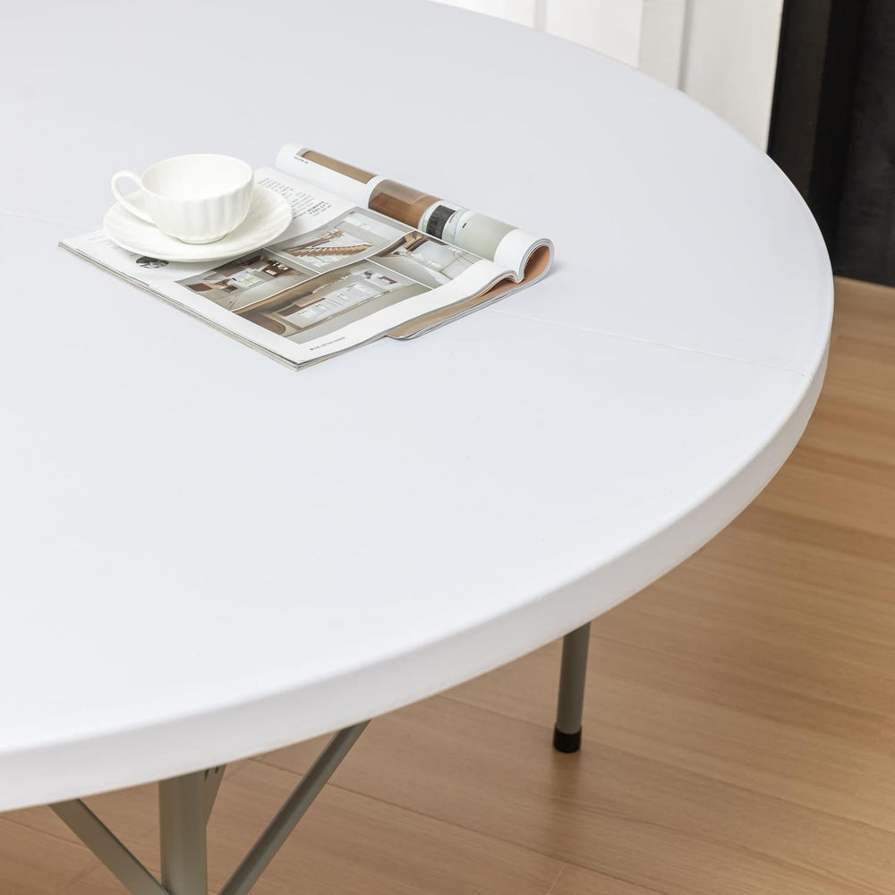 BTEXPERT 60 Inch Round Plastic Folding Table, Commercial Grade, Seats 8-10, I...
