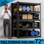 5-Tier Garage Storage Rack 35”D X 17.7”W X 72”H 2500LBS Capacity Industrial Shelving Unit Heavy-Duty Metal Shelf (Black)