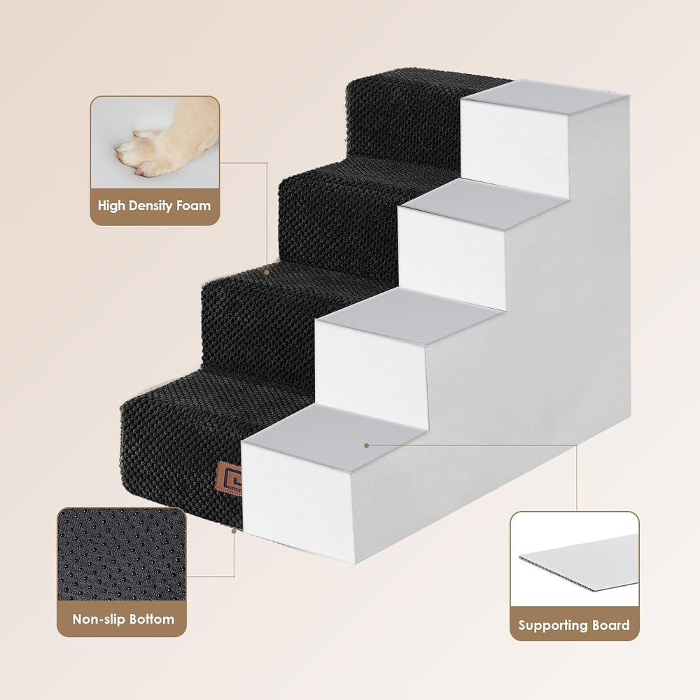 EHEYCIGA Dog Stairs for Bed 18" H, Dog 4-Steps for High Bed, Black