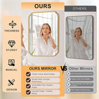 28"x36" Gold Bathroom Mirror with Rustproof Metal Frame, Modern Rounded Corner Wall Mirror for Vanity Over Sink, Horizontal/Vertical Hanging