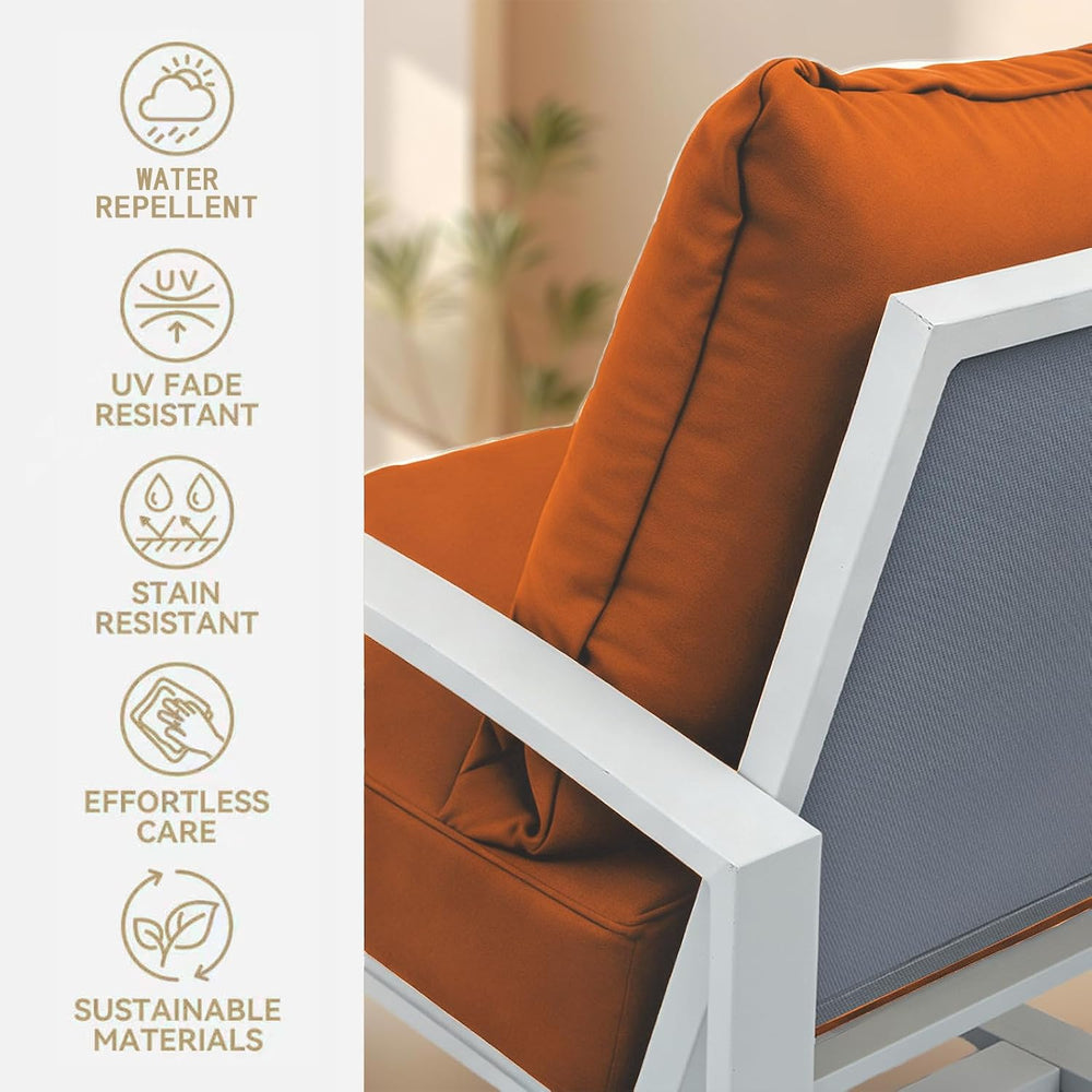 Outdoor Deep Seat Cushions,Water-Resistant,24x22x5,Rust Orange