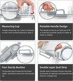 (3+5LBS 2Pack Cat Dog Food Storage Container Upgraded Large Nozzle BPA-free, Plastic Pet Food Containers, With 4 Sealed Clasps/1 Measuring Cup/Handle Easy Clean and Carry (Clear Grey)