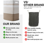 Laundry Hamper, Large Woven Rope Tall Laundry Basket with Handles, 22" X 17" X 13", Decorative Storage Basket for Clothes and Blankets in Living room, Bedroom, Brown Variegated