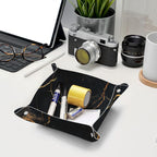 Black Marble Valet Tray Catchall Trays Key Organizer Leather Tray Night Stand Organizer Bedside Vanity Trays Decor for Entryway Table