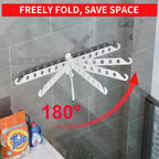 JOOM Wall Mounted Drying Rack, Foldable Clothes Hanger Rack for Laundry Room, Space Saving Wall Mount Clothes Rack, Aluminum Coat Hanger Holder for Closet, Bathroom, White