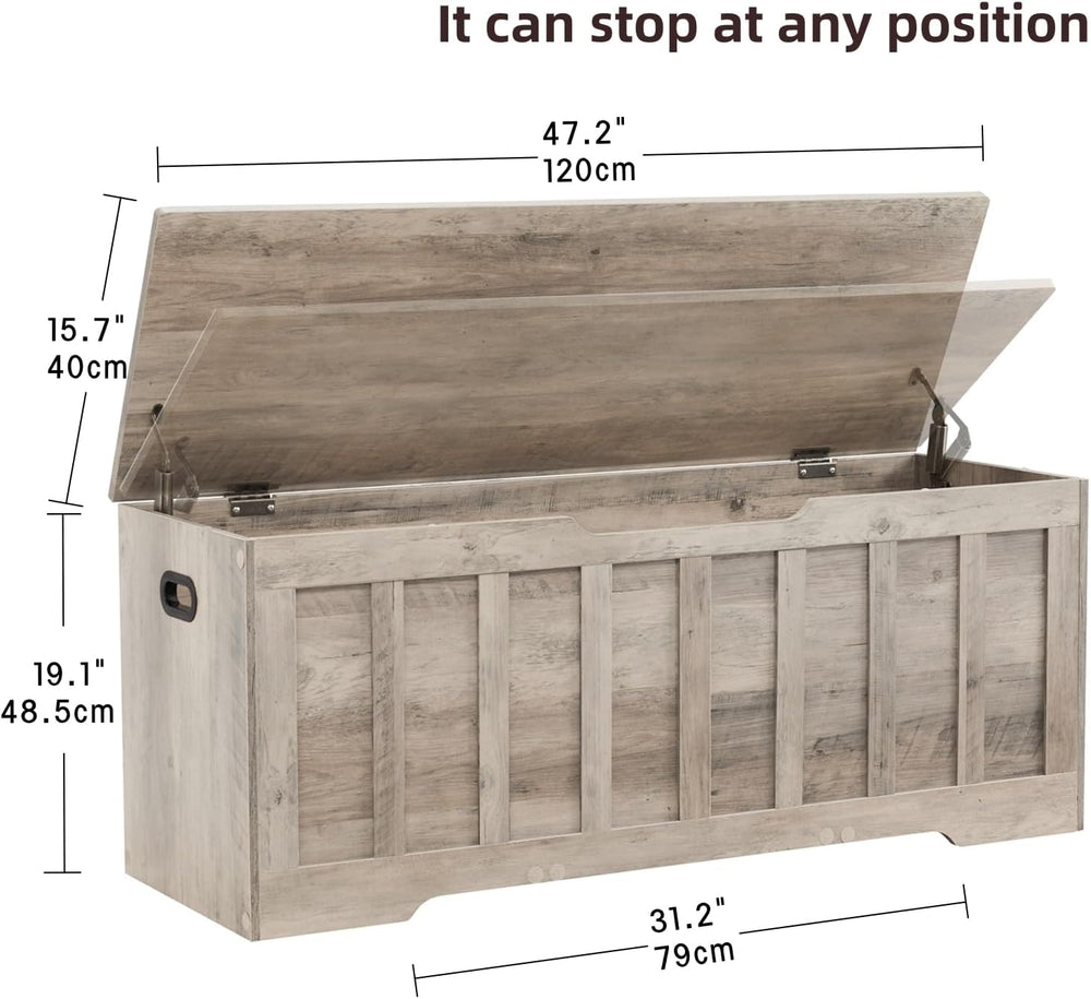 VANKILEY 47.2" Storage Chest Extra Large,Storage Trunk with 2 Safety Hin...