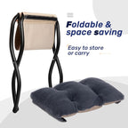 HollyHOME Fabric Lazy Chair with Foldable Ottoman, Accent Comfy Lounge Arm Chair and Folding Footrest Stool Set, Leisure Sofa Reading Chair and Footstool for Living Room, Bedroom, Dorm, Navy Blue