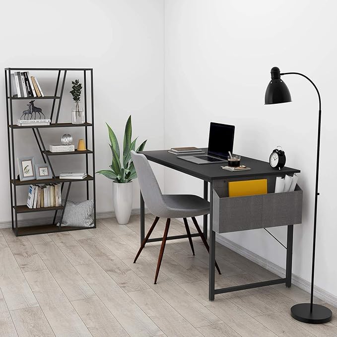 Cubiker Computer Desk 63 inch Home Office Writing Study Desk, Modern Simple Style Laptop Table with Storage Bag, Black