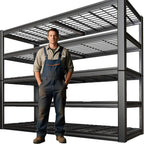68" Wide Heavy Duty Garage Shelving Units, 5-Tier Deep Storage Shelves,Black Metal Garage Shelves,Steel Shelf,Large Storage Rack,Industrial Shelving for Shop, 68" W x 20" D x 84" H