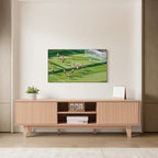 VEVOR 59" Fluted TV Stand, Boho Entertainment Center for 55/60/65 inch TVs, Mid Century Modern Media Console TV Storage Cabinet with Sliding Door and Adjustable Open Shelves, for Living Room, Bedroom